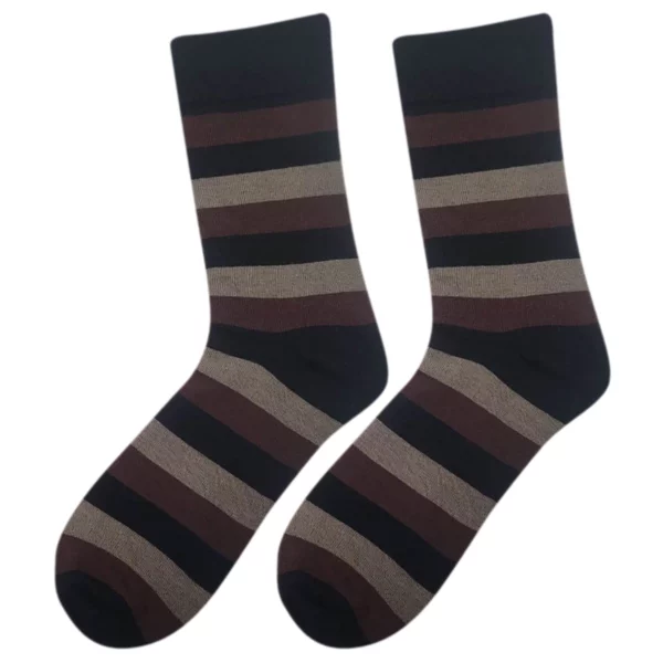 Black and brown striped suit socks