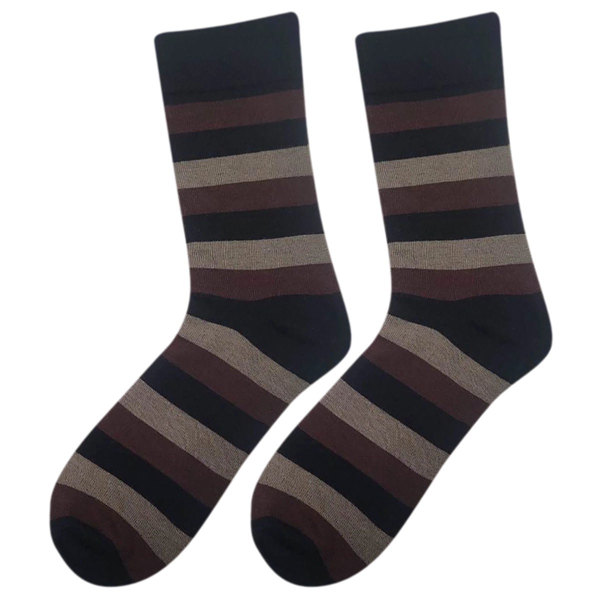black with brown Black and brown striped suit socks - Image 1