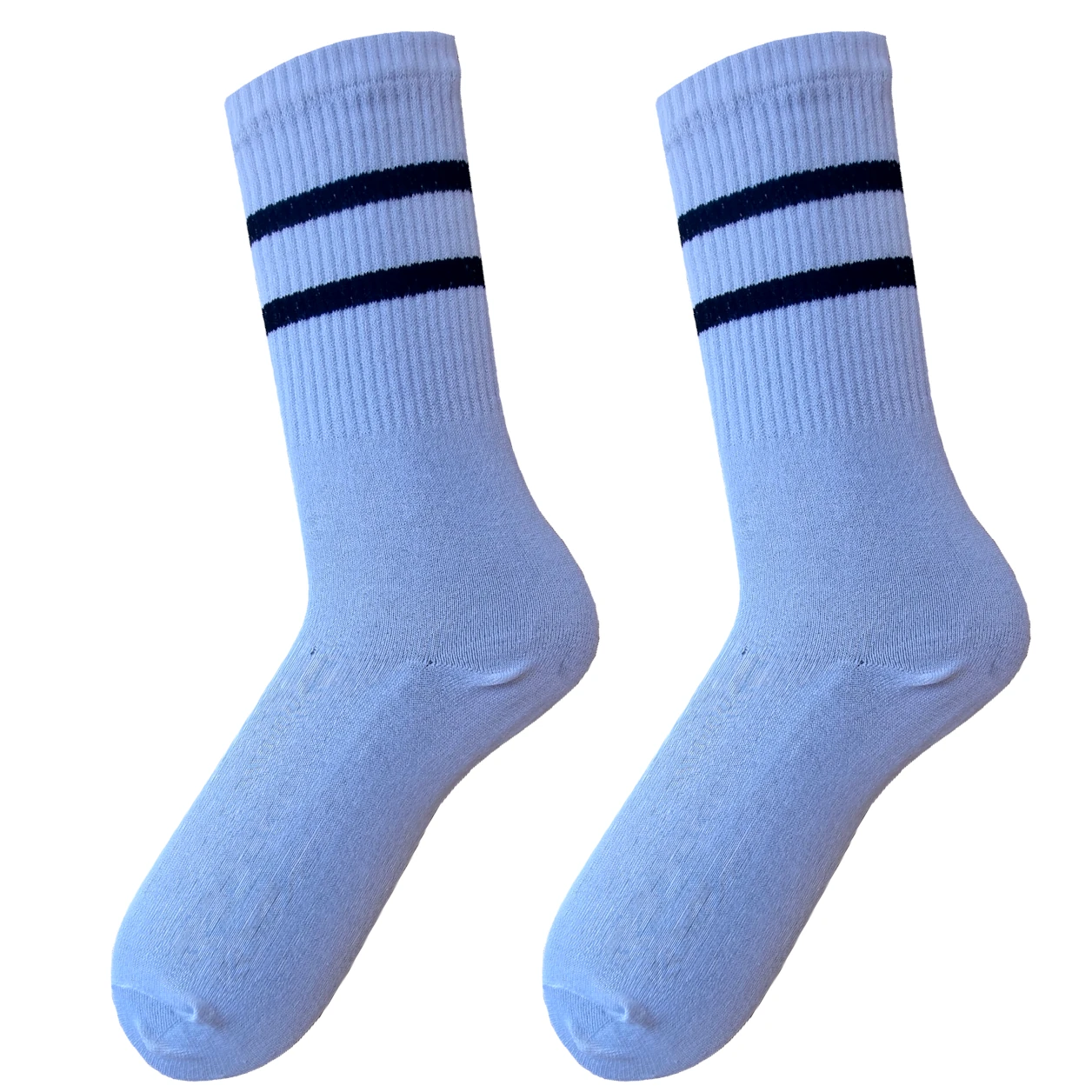 czarne na białym3 Skarpetki sportowe białe z czarnymi paskami - obrazek 1