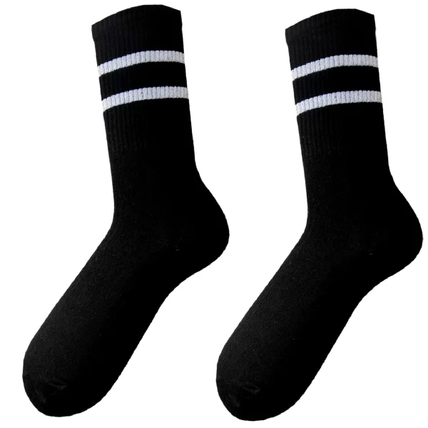 Long sports socks with white stripes