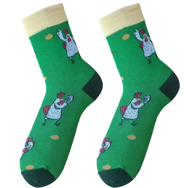 Skarpetki kurki na zielonym