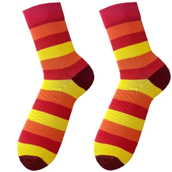 Yellow and red striped socks