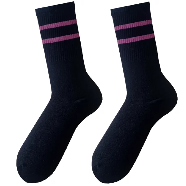 Długie skarpetki sportowe z różowymi paskami