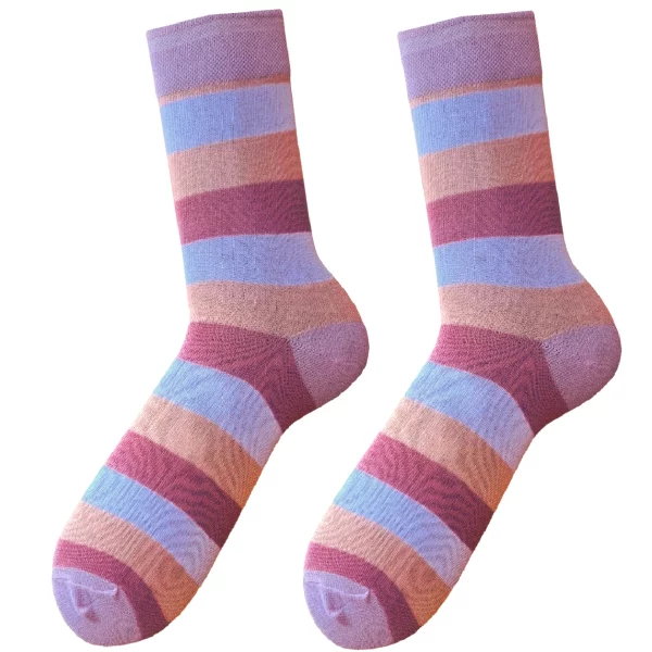 Long pink and white striped socks