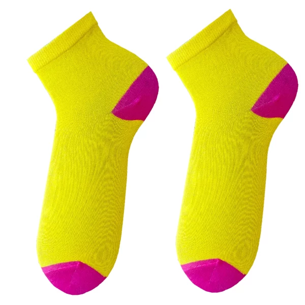 Yellow and pink ankle socks
