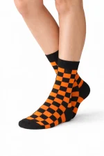 Czarno-pomarańczowa Kratka